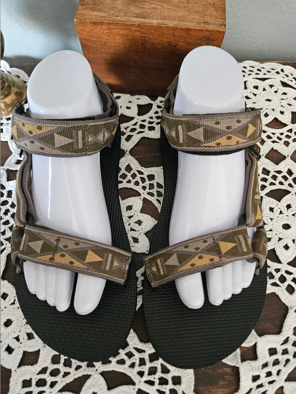 Teva Original Universal Topanga Olive Boho Geometric Earthy Sandals Size 8